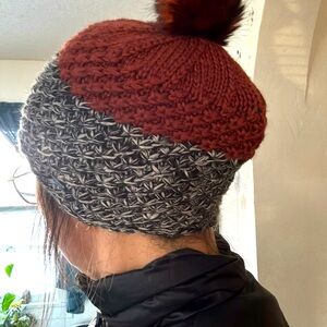 Knitted Beanie • Pistil • Faux Fir Pom • Fleece band inside